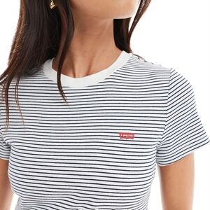 Levi's Women’s Black & White Striped Crew Neck Tee 100% Cotton Size M